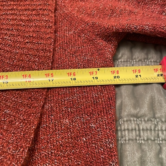 Dressbarn Fall Burnt Orange Open Front Cardigan Sweater Roomy - Picture 9 of 11